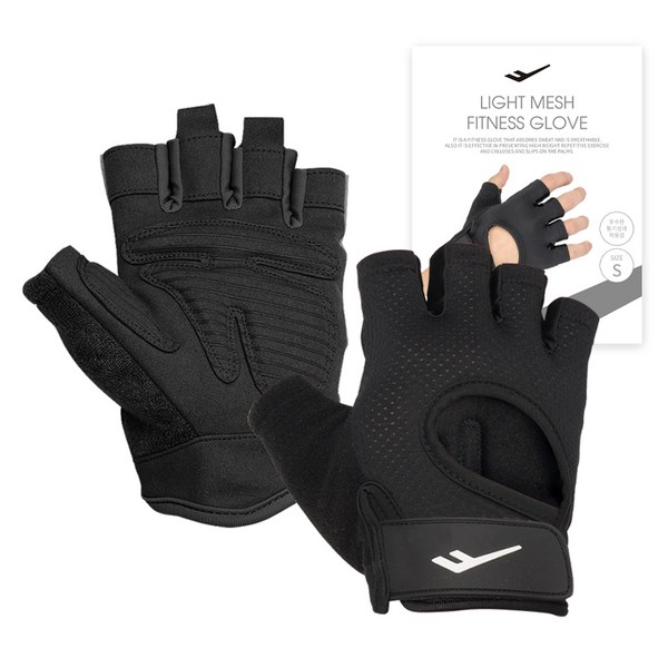 프로스펙스 라이트 메쉬 헬스장갑 좌우세트, 블랙, S(15 x 9 c..., 1세트