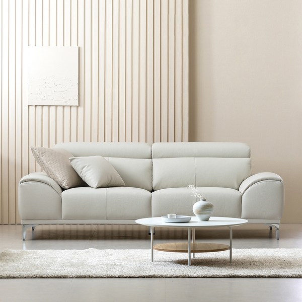 레이디가구 비비드 천연 통가죽 헤드레스트 3인용 소파 방문설치