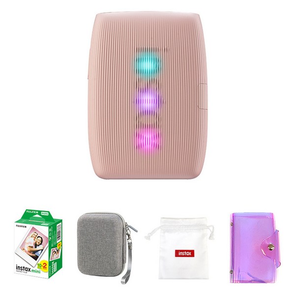 인스탁스 미니링크 3 포토프린터 로즈핑크 + 전용가방 랜덤+ 미니 필름 20p + 로고파우치 랜덤 + 홀로그램 1단앨범 랜덤 세트