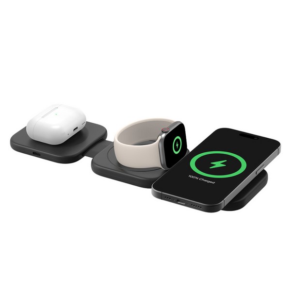 벨킨 부스트차지 프로 Qi2 15W 3in1 마그네틱 무선 고속 충전 여행용 패드 WIZ024krBK