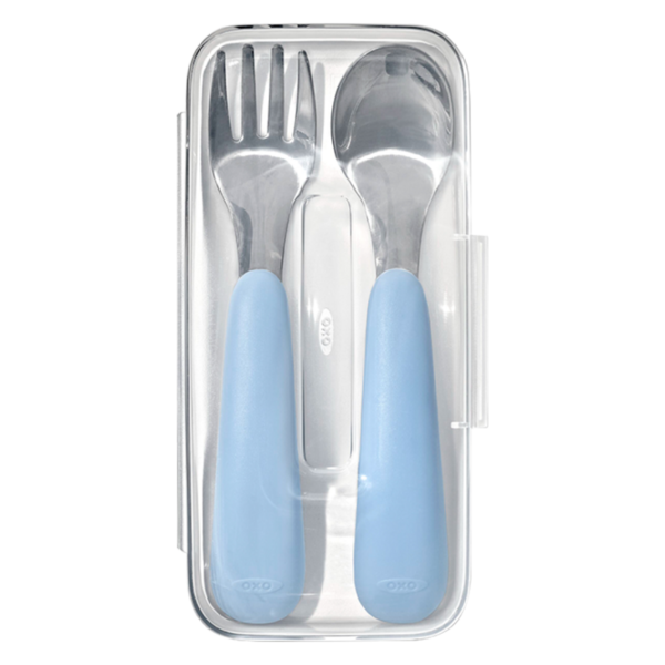 옥소토트 유아용 스푼 포크 세트, 더스크 블루, 케이스+스푼+포크, 1세트