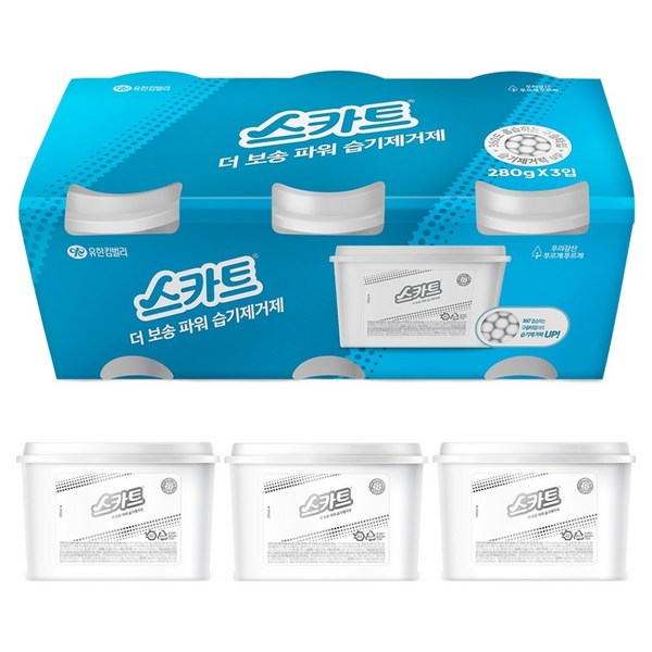 스카트 더 보송 파워 용기형 습기 제거제, 280g, 3개