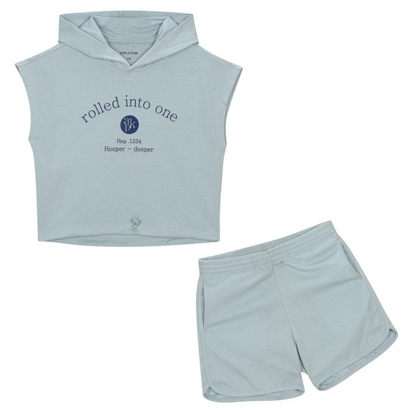 애플핑크 박시핏 후드티 + 2..5부 돌핀팬츠 세트 S401