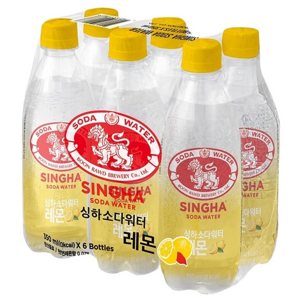 싱하 소다 워터 레몬, 350ml, 6개
