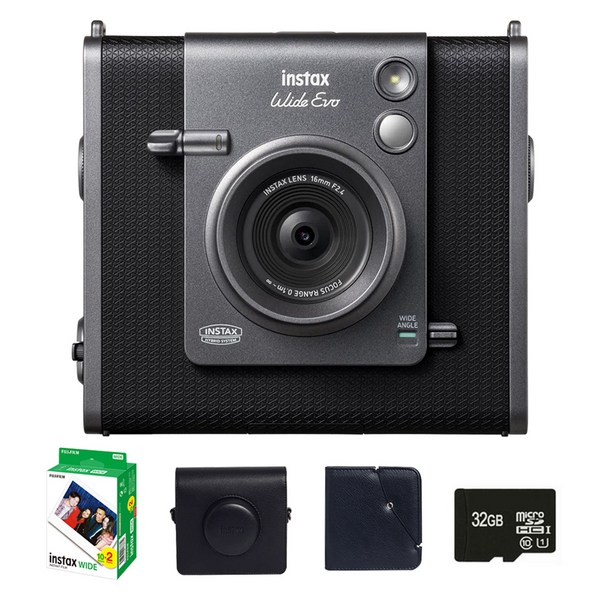 인스탁스 와이드에보 카메라 FI028 + 필름 2p + 케이스 블랙 + 와이드앨범 랜덤발송 + 마이크로 SD카드 32GB 세트