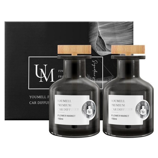 유멜 프리미엄 차량용 디퓨저 150ml 2개입, 양재동꽃시장, 1세트