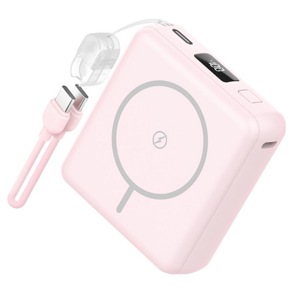 스마텍 미니 맥세이프 보조배터리 10000mAh + C타입 to C타입 스트랩 케이블 세트