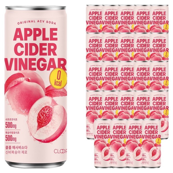 클룹 애사비소다 신비복숭아 제로 탄산음료, 250ml, 24개