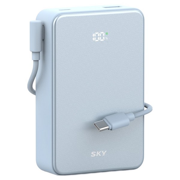 SKY 필 Cube 20000mAh PD QC 22.5W 고속충전 LCD잔량표시 대용량 미니 보조배터리 케이블 멀티단자