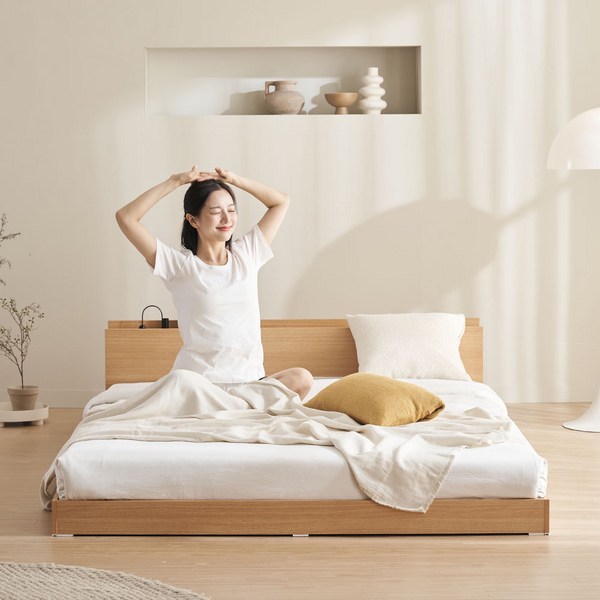 소소이에 히쿠 저상형 침대 프레임 단품 방문설치, 오크