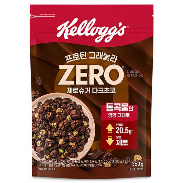 켈로그 프로틴 그래놀라 제로슈거 다크초코 450g, 1개