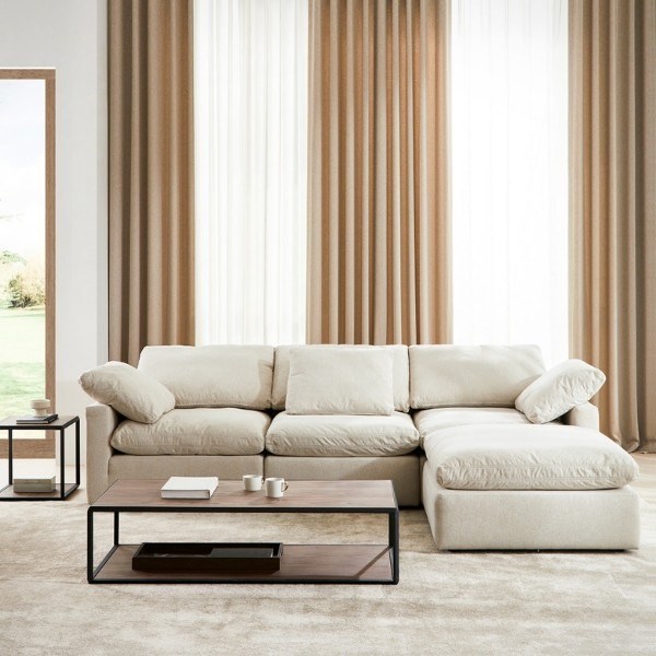  까사미아 캄포슬림 4인소파 카우치형 방문설치, 아이보리 