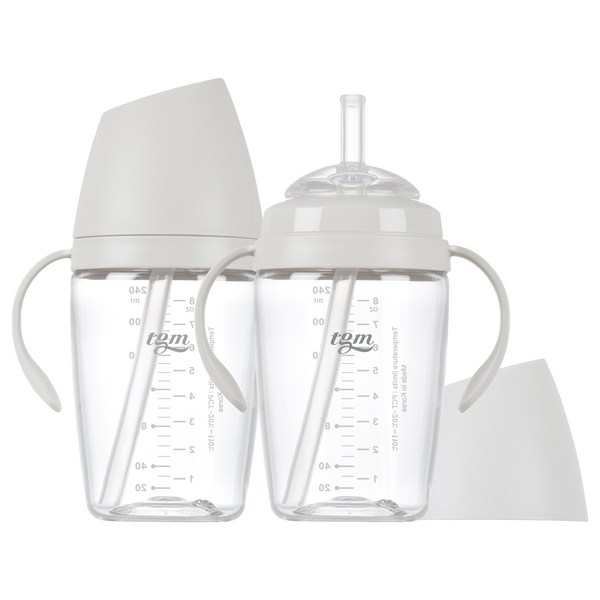 티지엠 트라이탄 쌀알 빨대컵, 퓨어화이트, 2개, 240ml