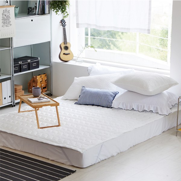 코멧 홈 고정형 누빔밴딩 시어서커 패드, 화이트