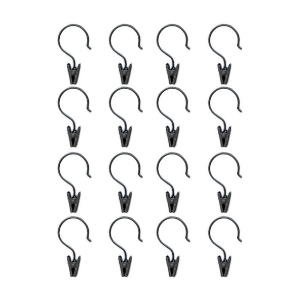 커튼 다용도 집게 고리 25mm, 블랙, 16개