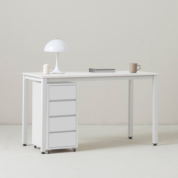 포더홈 이든 1000 책상 + 4단 이동서랍 세트 방문설치, 책상(화이트화이트), 서랍(화이트)