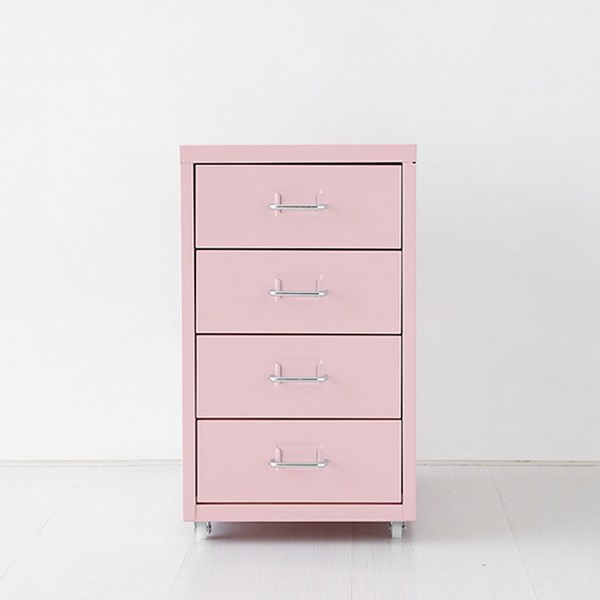 마켓비 FIHA 낮은 4단 서랍장, 핑크