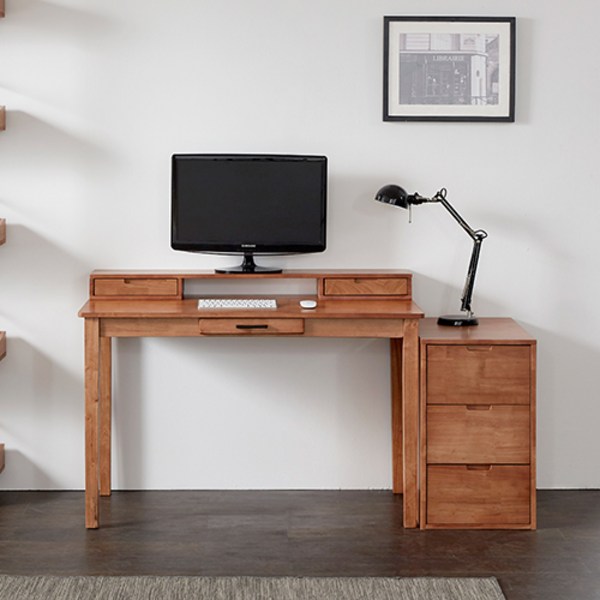  디자이너스룸 이스테지아 원목 컴퓨터 책상 1200 S 방문설치, 브라운 