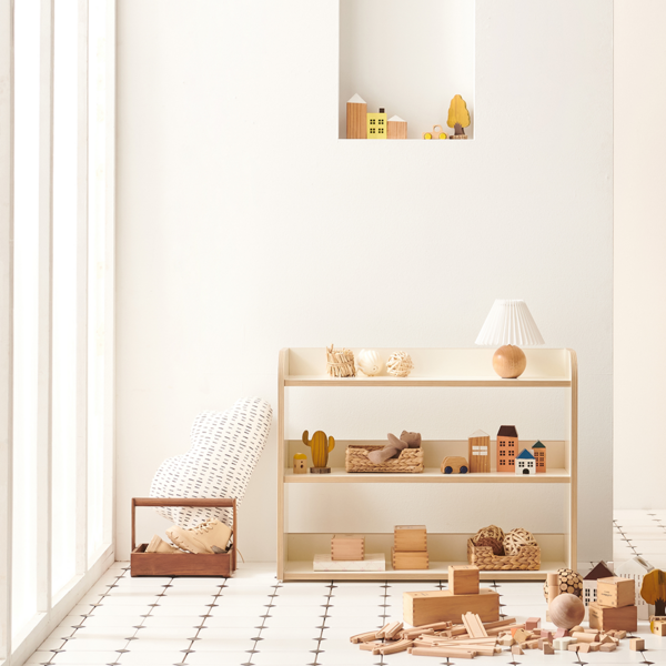  소르니아 유아용 멜로우 DIY 오픈 교구장 2단, 아이보리 