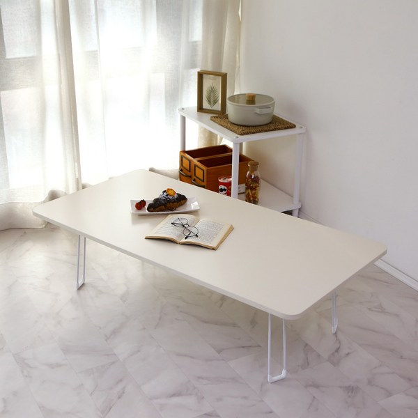  트리팜 LPM 오브제 라운드 심플 접이식 테이블 1200 x 600 mm, 샌드베이지 