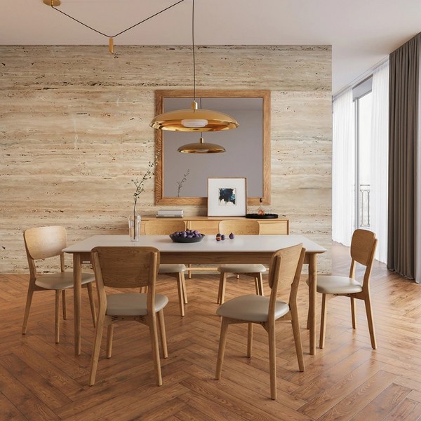 까사미아 카르네 세라믹 테이블 1800 방문설치, 퓨어화이트(상판) + 내추럴(다리)