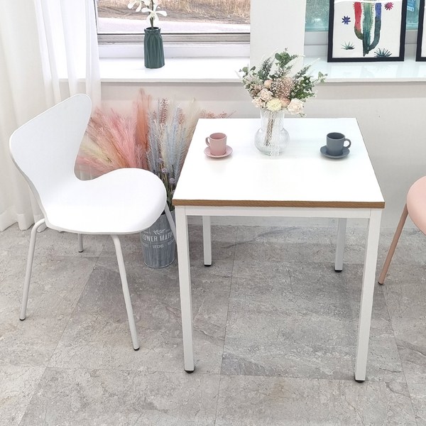 비에프컴퍼니 우드엣지 사각 테이블 600 x 600 mm, 화이트