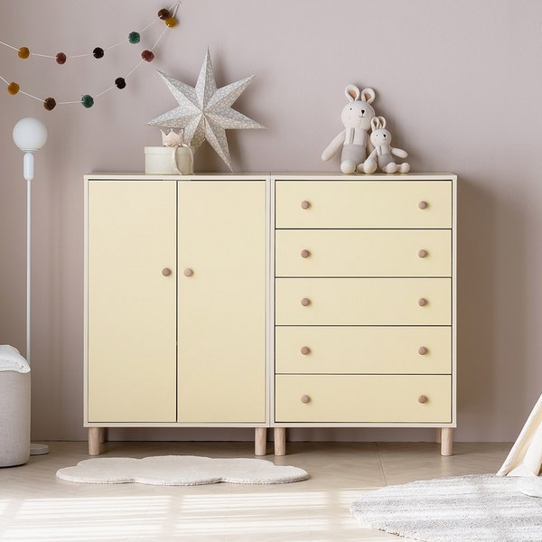  레이디가구 스칸딕 동그리 1600 베이비 옷장 세트 방문설치, 푸딩 