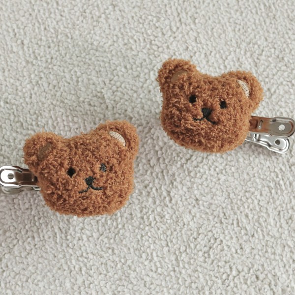  데코토닉 보들보들 곰돌이 커튼집게 2p, 브라운, 1세트 