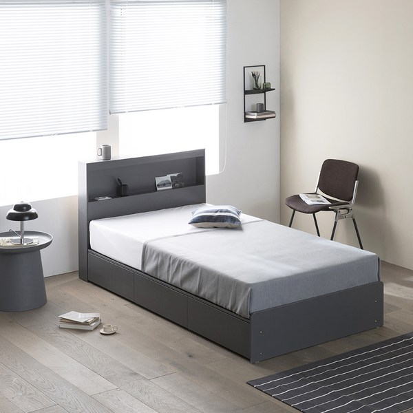  파로마 르마르 LED 수납 침대 + 매트리스 방문설치, 그레이 