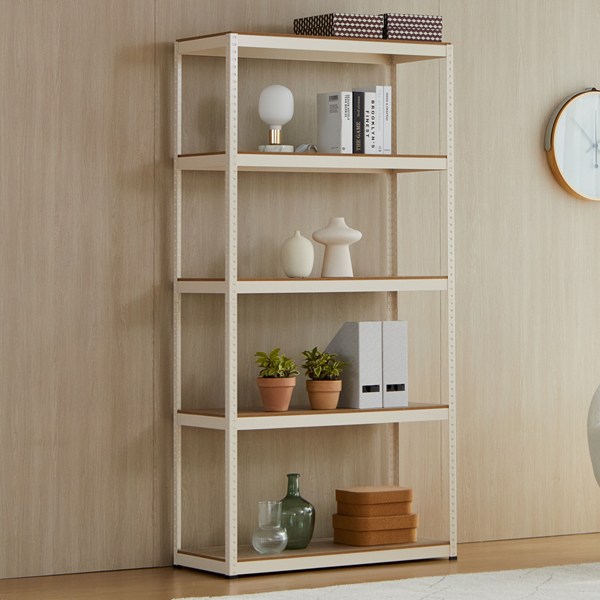 트레벨 컴팩트 조립식 철제 앵글선반 5단, 아이보리