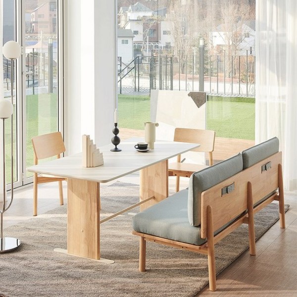  한샘 포레 컴포트 6인 베이직세트 (벤치1 원목의자2 포함), B형: 베이지, A형: 1590사각, A형: 오트밀(E) 