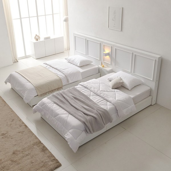 [보루네오] 호텔라인 KC752 부부 트윈침대 (중앙패널1개), 그레이화이트