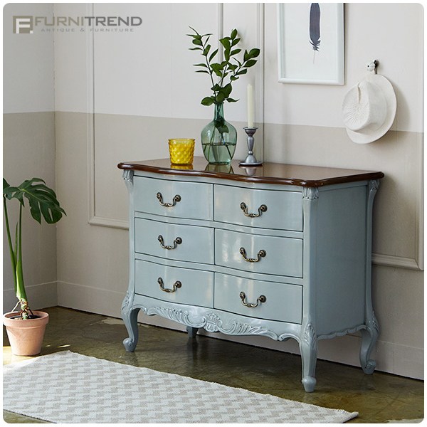 퍼니트랜드 엔틱가구 르샤105 그레이 3단 양서랍장, 단품, 6개