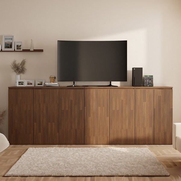 템바보드거실장 우드 수납장 높은 템바보드 수납장 주방 이케아 거실장 원목, 그레이