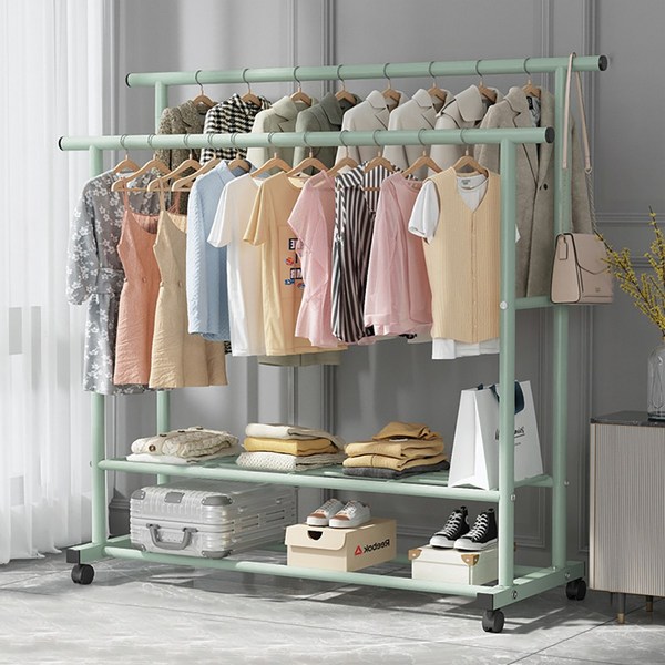 Zuge 이동식 옷걸이 행거 수납 행거, 그린