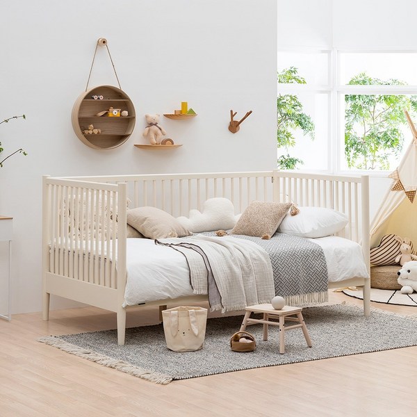  [반짝 5만원 할인] 레이디가구 스칸딕 로맨틱 데이베드 원목침대 SS 슈퍼싱글 (오픈형/가드형) 방문설치, 아이보리 