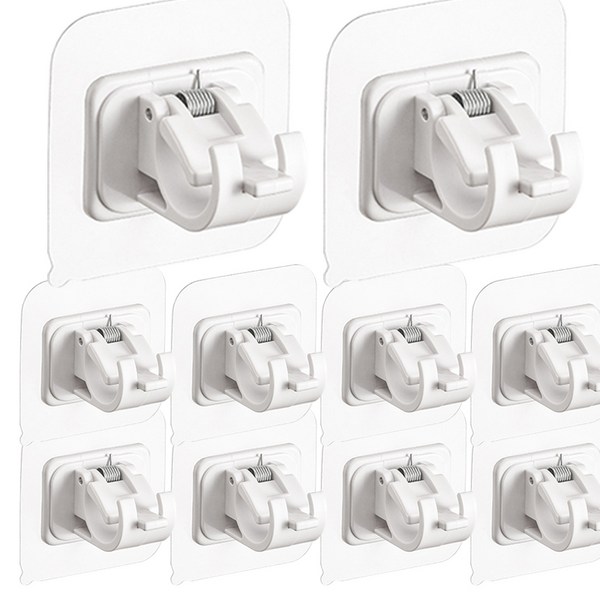  라인스미스 무타공 부착식 커튼봉 홀더 브라켓, 화이트10개입, 10개 