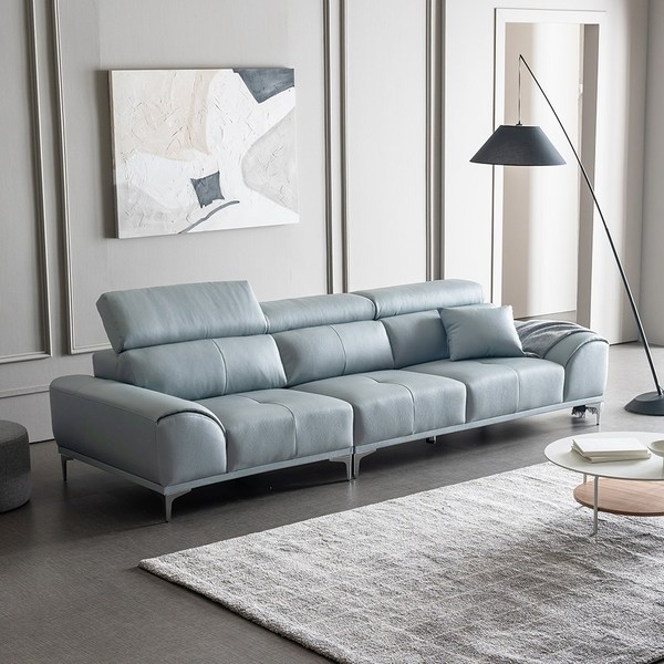 [한정쿠폰할인+20만원혜택] 레이디가구 비비드 천연 면피 통가죽 소파 3인용 4인용 황소가죽 쇼파, 미스티블루, 03. 천연 통가죽 소파 4인