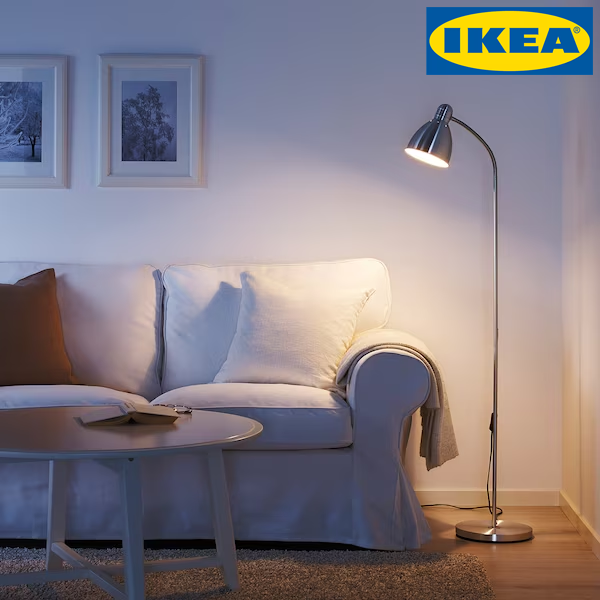 이케아 레르스타 LERSTA 장스탠드 + 전구 세트, 알루미늄 + 전구(노란색)