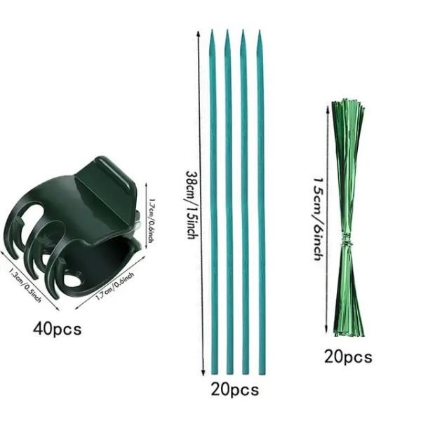 플랜트 난초 클립 플라스틱 정원 식물 지지대 말뚝 포함 덩굴 줄기 지지용 금속 트위스트 타이 수직 성장, [02] A