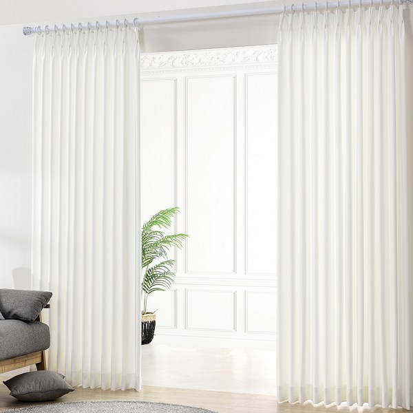  휴인홈 두툼한 순수(화이트) 형상기억 나비주름 데일리 커튼 