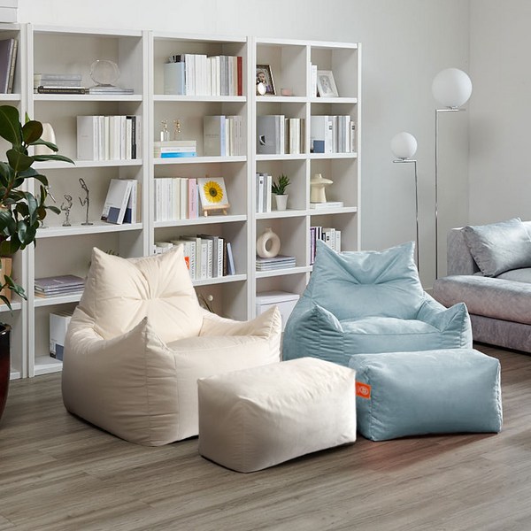 보니타 빈백 초대형 페르시안 SR803 스웨이드 소파 [풋스툴세트], NEW네이비+풋스툴