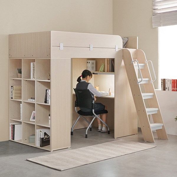 e스마트 하우스 수납 책장 벙커침대 풀세트, 메이플