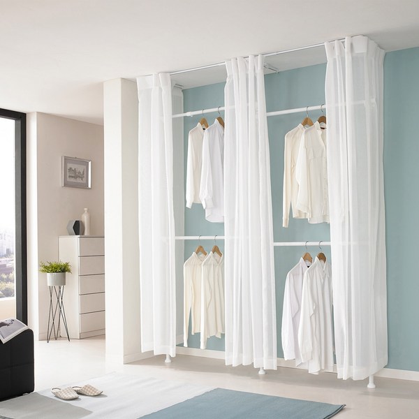 이지온 국민튼튼 커튼 행거 EO-S314 조립식 수납 철제 시스템 튼튼한 드레스룸 옷걸이 고정식 행거, 화이트