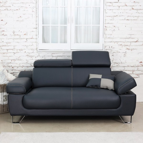 릴리 3인 가죽소파 (전국배송 제주도배송), 네이비