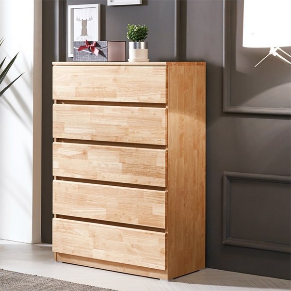  고무나무 원목 800 5단 깊은 서랍장 (원색), 원색, 5개 