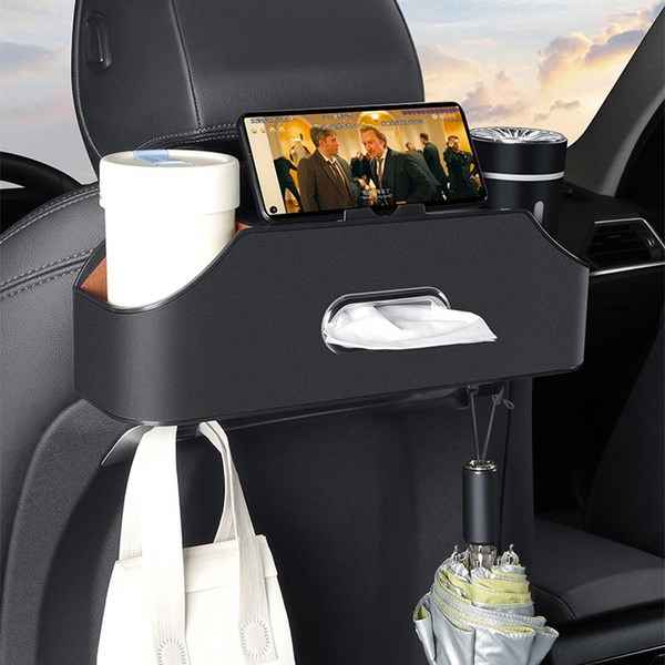  CABULE 자동차 시트수납함 다용도 휴지 케이스 자동차뒷좌석수납 차량용수납포켓 차량정리함, 블랙 