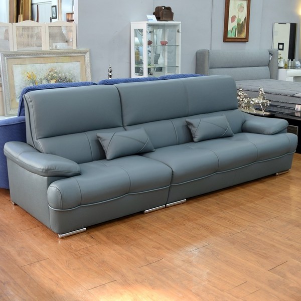 천연물소통가죽 4인소파 쿠션2개포함, 스카이