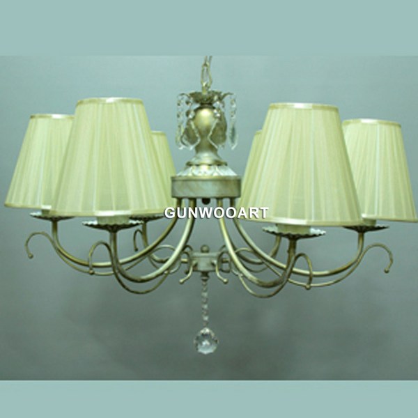  모나코6등 화이트골드 사슬형/천정등 식탁등 주방등/ 집들이선물/샹들리에, 패브릭_크림색갓 