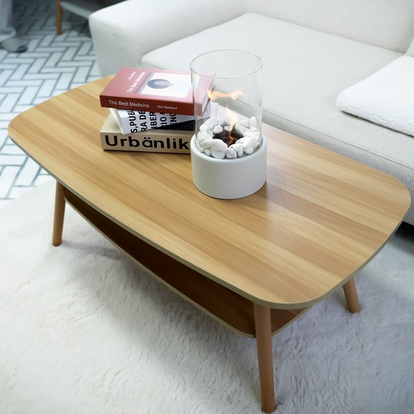  에이원스토어 사각 거실테이블 1000, 선반우드 